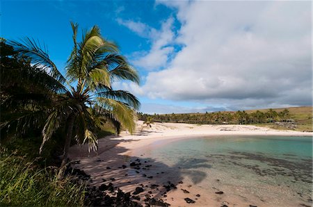 Anakena beach, Rapa Nui (île de Pâques), patrimoine mondial de l'UNESCO, Chili, Amérique du Sud Photographie de stock - Rights-Managed, Code: 841-05783069