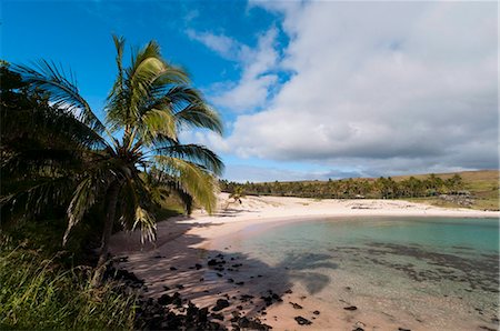 Anakena beach, Rapa Nui (Easter Island), UNESCO World Heritage Site, Chile, South America Fotografie stock - Rights-Managed, Codice: 841-05783069