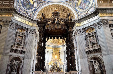 Interior of St. Peter's Basilica, Piazza San Pietro (St. Peter's Square), Vatican City, Rome, Lazio, Italy, Europe Stock Photo - Rights-Managed, Code: 841-05783421