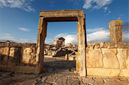 View towards the Capitol in the Roman ruins, Dougga Archaeological Site, UNESCO World Heritage Site, Tunisia, North Africa, Africa Stock Photo - Rights-Managed, Code: 841-05794593