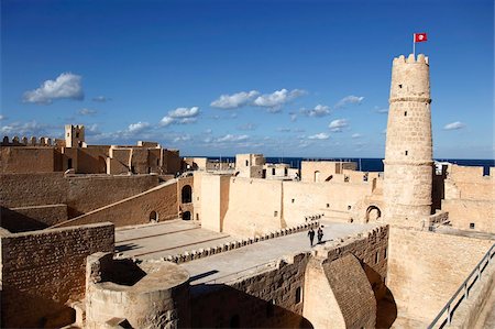 fortress with sea - Ribat (fortress) on Mediterranean coast, Monastir, Tunisia, North Africa, Africa Stock Photo - Rights-Managed, Code: 841-05794675