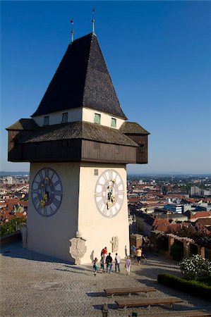 Schlossberg, tour de l'horloge, vieille ville, patrimoine mondial UNESCO, Graz, Styrie, Autriche, Europe Photographie de stock - Rights-Managed, Code: 841-05794686