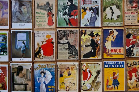 poster - Fin-de-Siecle posters by Toulouse-Lautrec and other artists, Place du Tertre, Montmartre, Paris, France, Europe Stock Photo - Rights-Managed, Code: 841-05795291