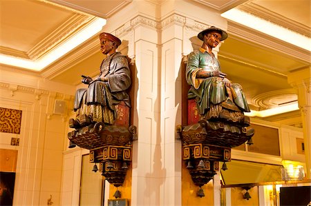 The two statues that gave Les Deux Magots Cafe its name, Saint-Germain-des-Pres, Left Bank, Paris, France, Europe Stock Photo - Rights-Managed, Code: 841-05795344