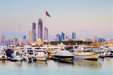 City skyline from Abu Dhabi International Marine Sports Club, Abu Dhabi, United Arab Emirates, Middle East Stock Photo - Rights-Managed, Code: 841-05795705