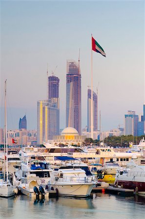 simsearch:841-05795706,k - City skyline from Abu Dhabi International Marine Sports Club, Abu Dhabi, United Arab Emirates, Middle East Stock Photo - Rights-Managed, Code: 841-05795706