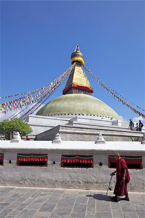 simsearch:841-05795840,k - Le moine à Boudhanath Stupa, ancienne Sainte bouddhiste site, patrimoine mondial UNESCO, Katmandou, Népal, Asie Photographie de stock - Rights-Managed, Code: 841-05795815