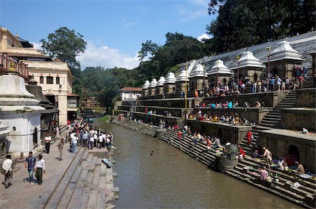 Pashupatinath Cremation site on the Bagmati River, Kathmandu, Nepal, Asia Stock Photo - Rights-Managed, Code: 841-05795816