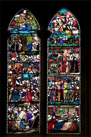 stained glass church interior - Detail of the St. Frideswide Window by Edward Burne-Jones, Christ Church Cathedral, Oxford, Oxfordshire, England, United Kingdom, Europe Stock Photo - Rights-Managed, Code: 841-05795870