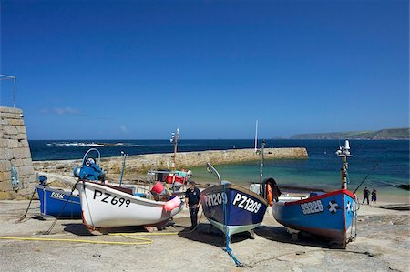 fishing boats uk - Fishing boats in harbour, Sennen Cove, West Penwith, Cornwall, England, United Kingdom, Europe Stock Photo - Rights-Managed, Code: 841-05796018