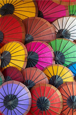 Handmade paper umbrellas in the night market, Luang Prabang, Laos, Indochina, Southeast Asia, Asia Stock Photo - Rights-Managed, Code: 841-05796437