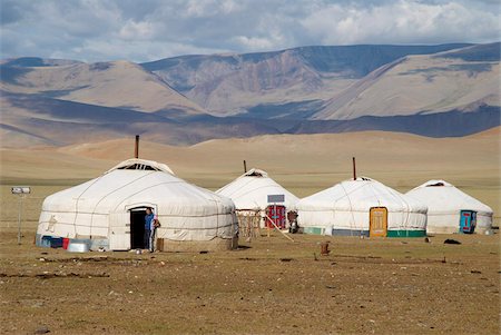 doorway landscape - Nomad Kazakh family and yurts, Region of Bayan Ulgii, Mongolia, Central Asia, Asia Stock Photo - Rights-Managed, Code: 841-05796529