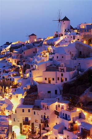 Oia (Ia) village de moulin à vent, Santorin, Cyclades, îles grecques, Grèce, Europe Photographie de stock - Rights-Managed, Code: 841-05796742