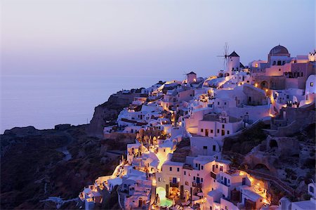 Oia (Ia) village and windmill, Santorini, Cyclades, Greek Islands, Greece, Europe Stock Photo - Rights-Managed, Code: 841-05796743