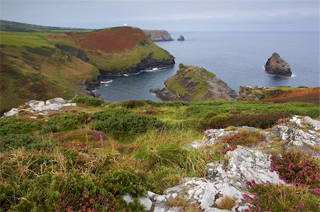 A view of the Cornish coastline at Boscastle showing the entrance to Boscastle Harbour, Cornwall, England, United Kingdom, Europe Stock Photo - Rights-Managed, Code: 841-05796858