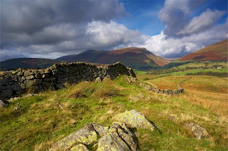 skiddaw - View towards the mountains of Blencathra, Lonscale Fell and Skiddaw, Lake District, Cumbria, England, United Kingdom, Europe Foto de stock - Con derechos protegidos, Código: 841-05796901