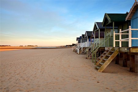 european beach huts - A spring evening at Wells next the Sea, Norfolk, England, United Kingdom, Europe Stock Photo - Rights-Managed, Code: 841-05796989