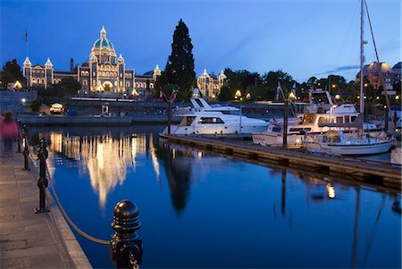 Inner Harbour and Parliament Building, at night, Victoria, Vancouver Island, British Columbia, Canada, North America Stock Photo - Rights-Managed, Code: 841-05846338