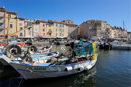 Fishing boats in Vieux Port harbour, St. Tropez, Var, Provence, Cote d'Azur, France, Mediterranean, Europe Stock Photo - Rights-Managed, Code: 841-05846393