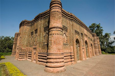 Schönen roten Backsteinen späten 15 Lattan Moschee, bleibt der verglasten Farbe auf einige Steine noch sichtbar, Gaur, West Bengal, Indien, Asien Stockbilder - Lizenzpflichtiges, Bildnummer: 841-05846645