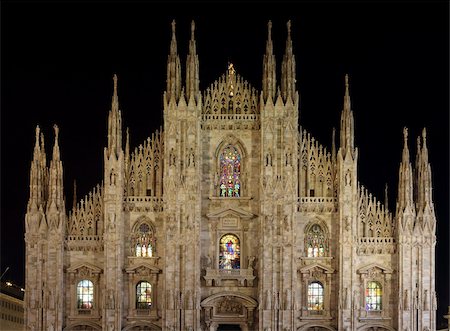 duomo - Duomo at night, Milan, Lombardy, Italy, Europe Foto de stock - Direito Controlado, Número: 841-05846659