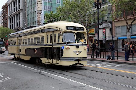 Tramway ligne Vintage F, chariot marché Street, San Francisco, Californie, États-Unis d'Amérique, Amérique du Nord Photographie de stock - Rights-Managed, Code: 841-05846670