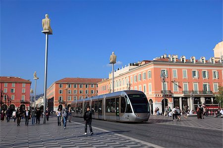 france places in town - Tram, Place Massena, Nice, Alpes Maritimes, Provence, Cote d'Azur, French Riviera, France, Europe Stock Photo - Rights-Managed, Code: 841-05846760