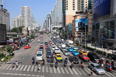 road traffic line of cars - Sukhumvit, an upscale neighbourhood, Bangkok, Thailand, Southeast Asia, Asia Stock Photo - Rights-Managed, Code: 841-05846786