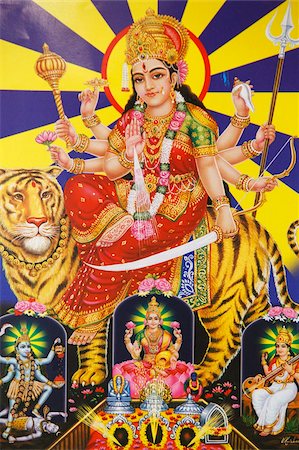 Picture of Hindu goddess Durga, India, Asia Foto de stock - Con derechos protegidos, Código: 841-05846900