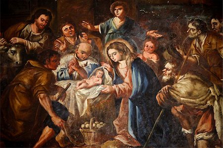 simsearch:841-03675938,k - Nativity painting in Iglesia ex-conventual de Ntra. Sra del Carmen, Antequera, Andalucia, Spain, Europe Stock Photo - Rights-Managed, Code: 841-05846969