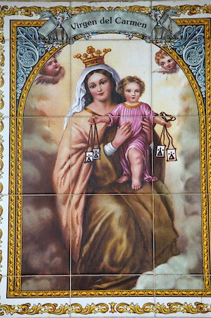 fresken - Virgen del Carmen-Kacheln, Malaga, Andalusien, Spanien, Europa Stockbilder - Lizenzpflichtiges, Bildnummer: 841-05846975