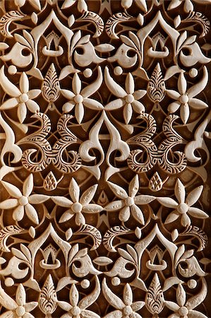 Sculptures de détail, palais Nasrides, Alhambra, patrimoine mondial UNESCO, Grenade, Andalousie, Espagne, Europe Photographie de stock - Rights-Managed, Code: 841-05847004
