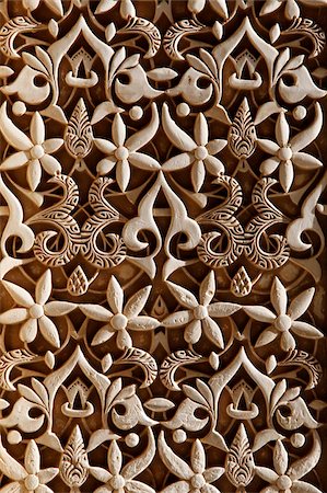 spain traditional building - Detail, Nasride Palace sculptures, Alhambra, UNESCO World Heritage Site, Granada, Andalucia, Spain, Europe Stock Photo - Rights-Managed, Code: 841-05847004