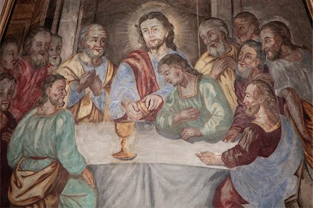 Last Supper, Our Lady of Assumption church, Cordon, Haute-Savoie, France, Europe Foto de stock - Con derechos protegidos, Código: 841-05847057