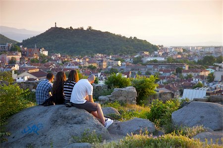 Affichage de la vieille ville au coucher du soleil de Nebet Tepe, prière Hill, la plus haute de la ville de touristes point, Plovdiv, Bulgarie, Europe Photographie de stock - Rights-Managed, Code: 841-05847082