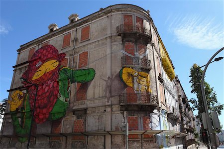 Gemeo's facade at the Avenida Fontes Pereira de Melo 24, part of the Crono urban art project, Lisbon, Portugal, Europe Stock Photo - Rights-Managed, Code: 841-05847185
