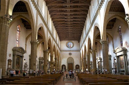 Nave and interior of the Basilica of Santa Croce, Florence, UNESCO World Heritage Site, Tuscany, Italy, Europe Foto de stock - Con derechos protegidos, Código: 841-05847391