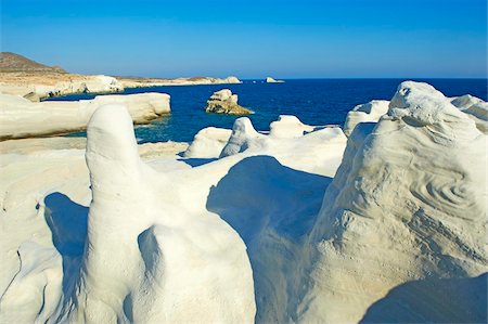 Sarakiniko lunar landscape, Sarakiniko beach, Milos, Cyclades Islands, Greek Islands, Aegean Sea, Greece, Europe Stock Photo - Rights-Managed, Code: 841-05847483