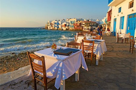 exterior cafe in greece - Little Venice, Alefkandra district, The Chora (Hora), Mykonos, Cyclades Islands, Greek Islands, Aegean Sea, Greece, Europe Stock Photo - Rights-Managed, Code: 841-05847558