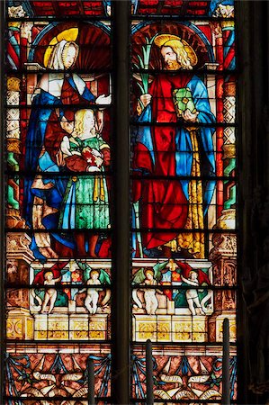 stain glass window - Stained glass window, Basilica Saint Nazaire, Carcassonne, UNESCO World Heritage Site, Aude, France, Europe Stock Photo - Rights-Managed, Code: 841-05847588