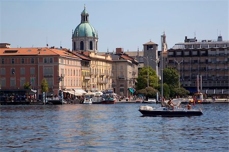 Blick auf Stadt und Segelboot, Como, Comer See, Lombardei, italienische Seen, Italien, Europa Stockbilder - Lizenzpflichtiges, Bildnummer: 841-05847815