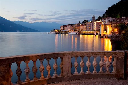 Promenade and lake at dusk, Bellagio, Lake Como, Lombardy, Italian Lakes, Italy, Europe Stock Photo - Rights-Managed, Code: 841-05847843