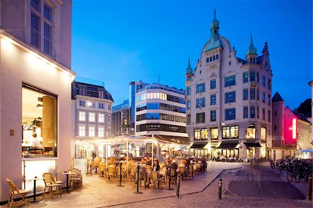 Restaurants au crépuscule, Armagertorv, Copenhague, Danemark, Scandinavie, Europe Photographie de stock - Rights-Managed, Code: 841-05848145