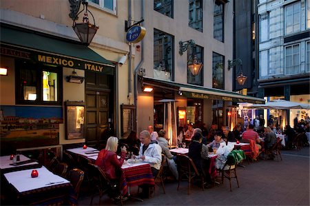 dusk photos of restaurants - Bar at dusk, Ostergade, Copenhagen, Denmark, Scandinavia, Europe Stock Photo - Rights-Managed, Code: 841-05848235