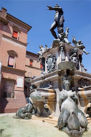 Brunnen von Neptun, Piazza del Nettuno, Bologna, Emilia-Romagna, Italien, Europa Stockbilder - Lizenzpflichtiges, Bildnummer: 841-05848436