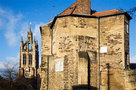 The Black Gate and Cathedral Tower, Newcastle upon Tyne, Tyne and Wear, England, United Kingdom, Europe Foto de stock - Direito Controlado, Número: 841-05848491