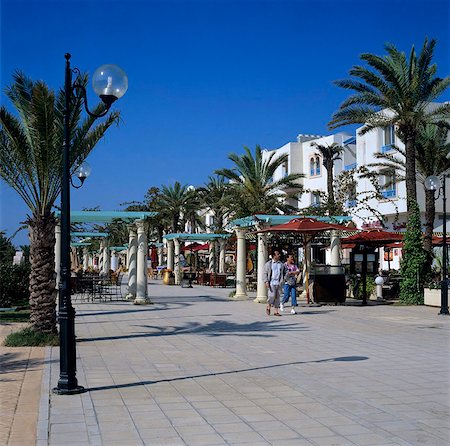 Cafes by the marina, Yasmine Hammamet, Cap Bon, Tunisia, North Africa, Africa Foto de stock - Con derechos protegidos, Código: 841-05848527