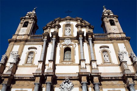 simsearch:841-03502520,k - San Domenico church facade, Palermo, Sicily, Italy, Europe Foto de stock - Direito Controlado, Número: 841-05848657
