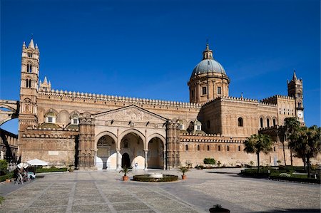 palerme - Extérieur du Norman Cattedrale (cathédrale), Palerme, Sicile, Italie, Europe Photographie de stock - Rights-Managed, Code: 841-05848659