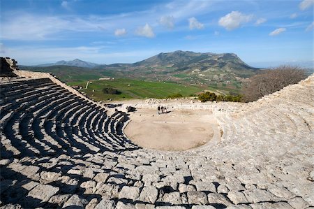 segesta - The Amphitheatre, Segesta, Sicily, Italy, Europe Foto de stock - Direito Controlado, Número: 841-05848650